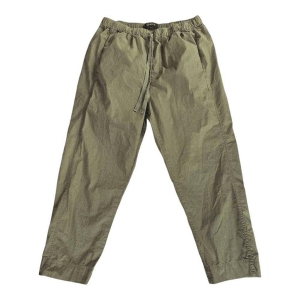 Quince Organic Cotton Olive Green Trousers Drawstring Elastic Waist Medium